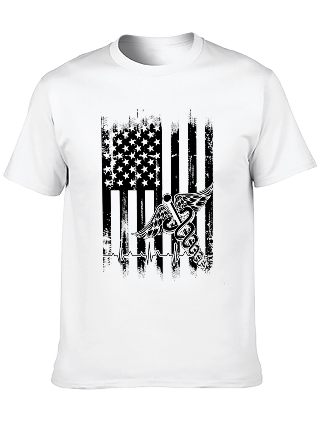 Distressed American Flag Medical Symbol T-Shirt