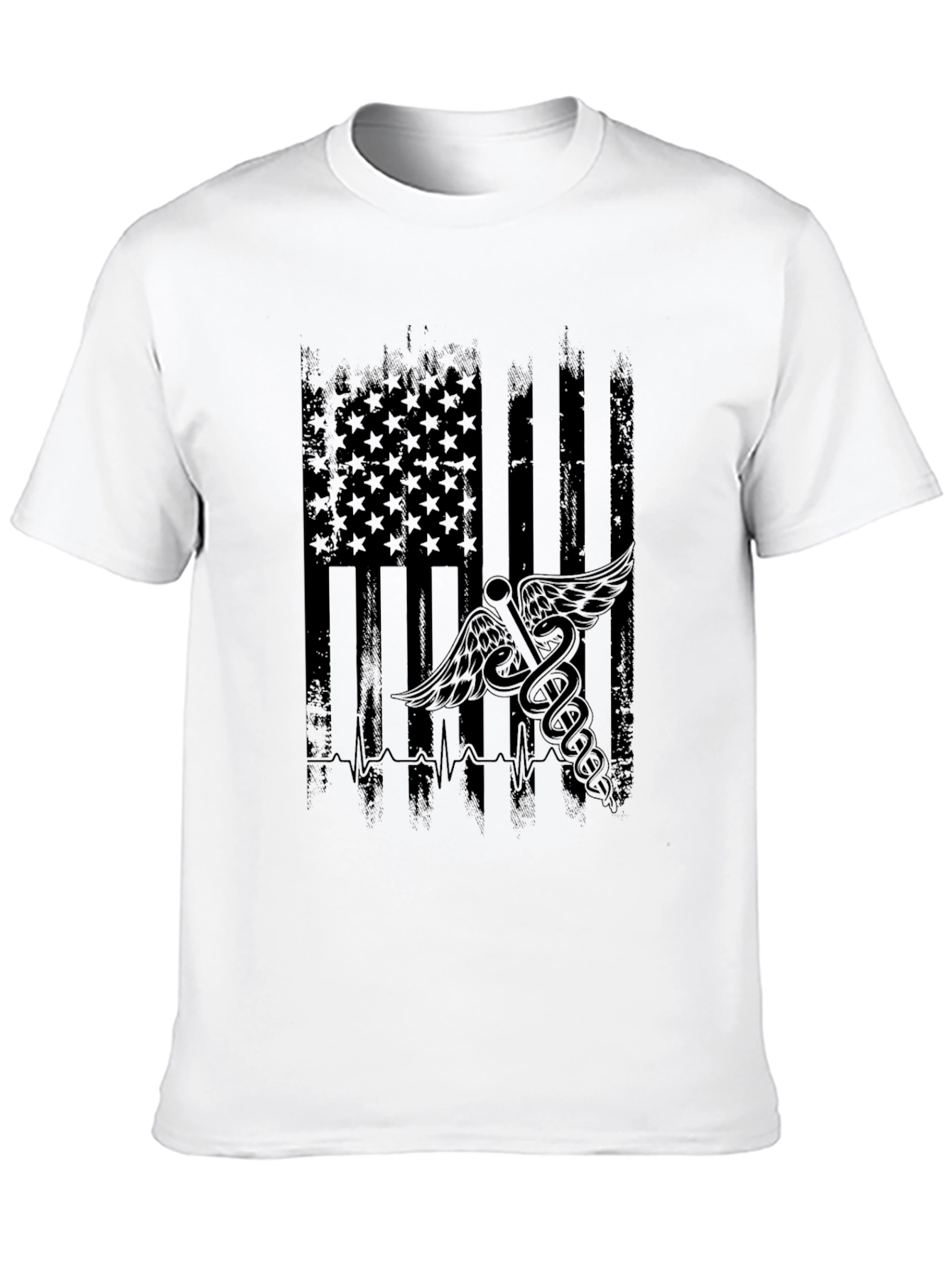Distressed American Flag Medical Symbol T-Shirt