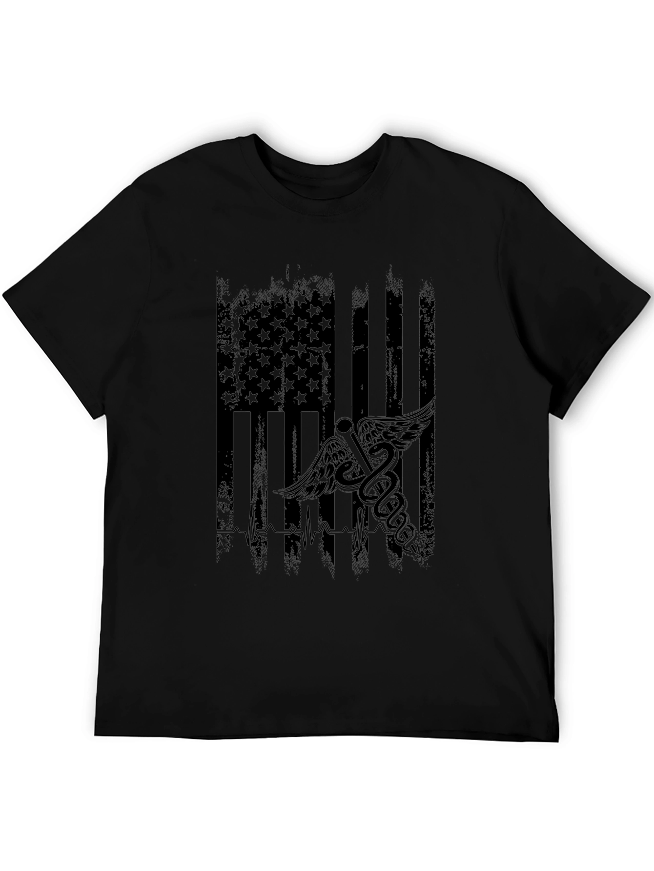 Distressed American Flag Medical Symbol T-Shirt