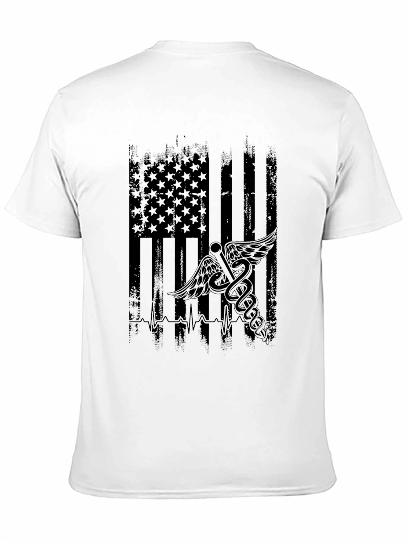 Distressed American Flag Medical Symbol T-Shirt