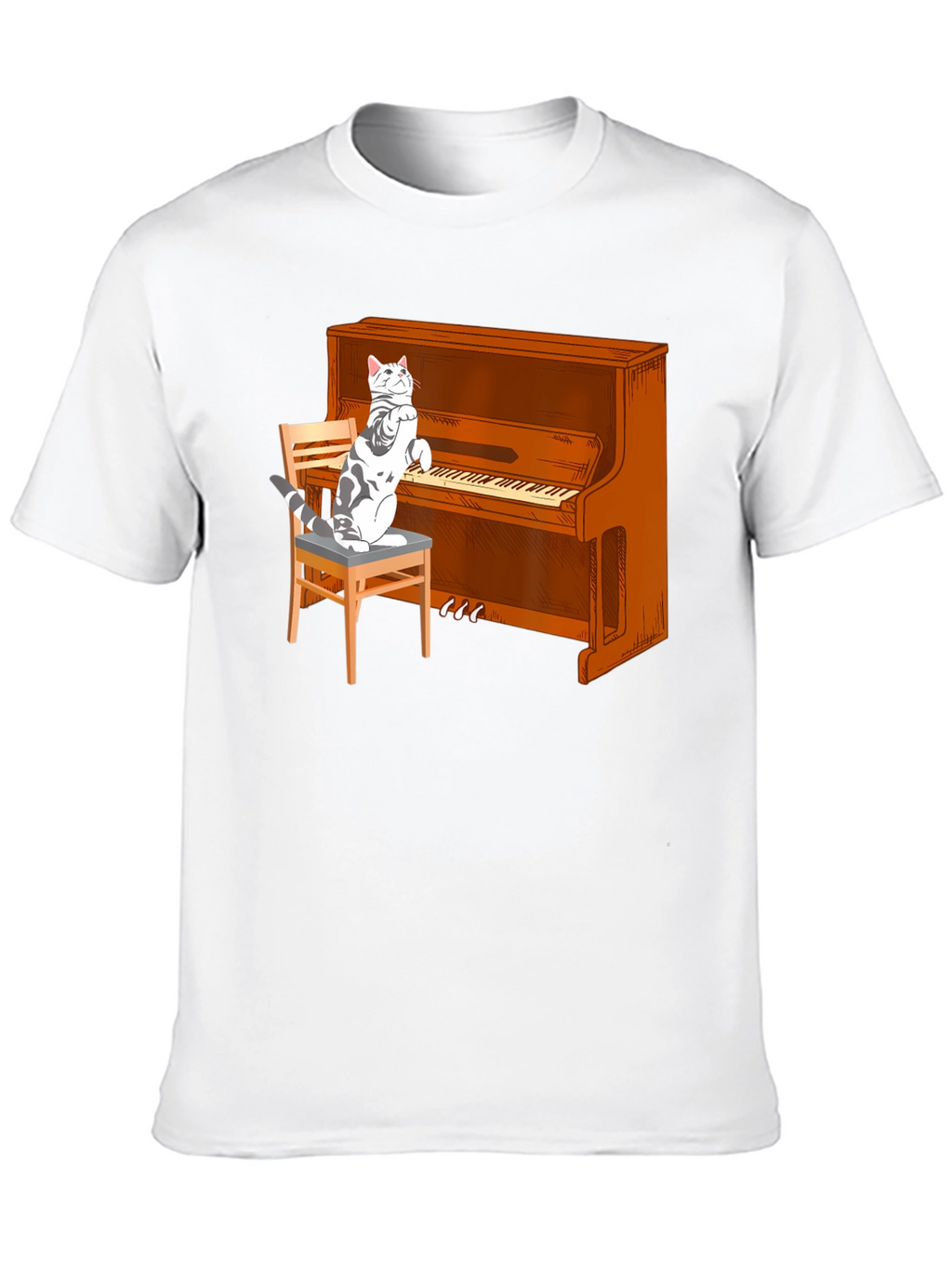 Cat Playing Piano Graphic T-Shirt