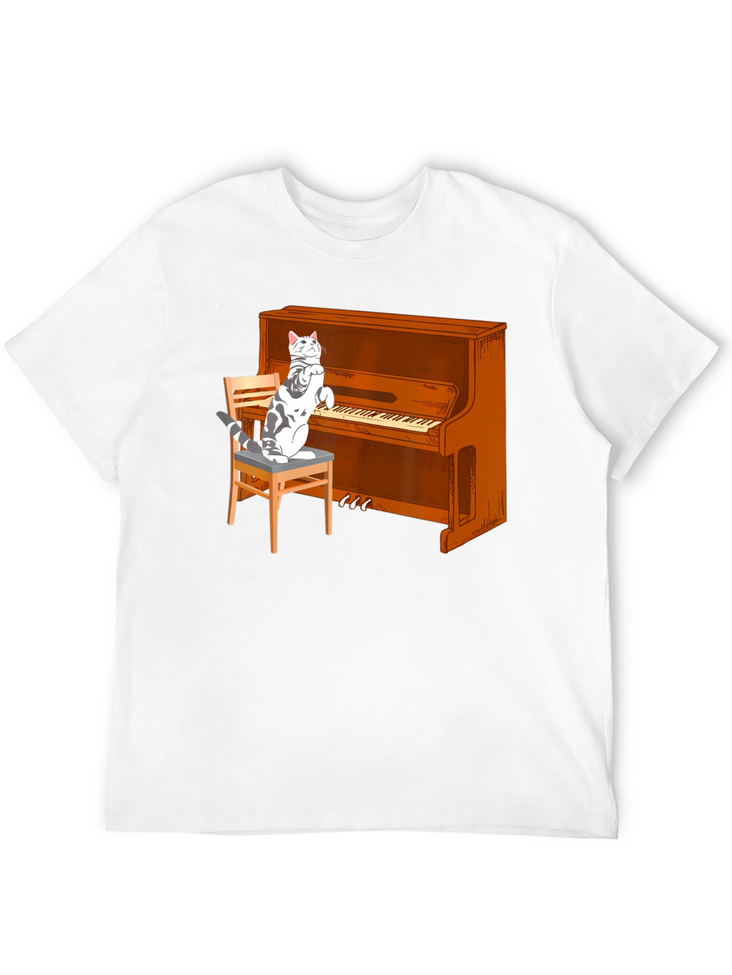 Cat Playing Piano Graphic T-Shirt