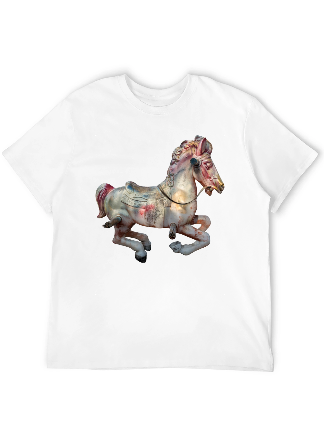 Carousel Horse Graphic Tee - Vintage Style Black T-Shirt