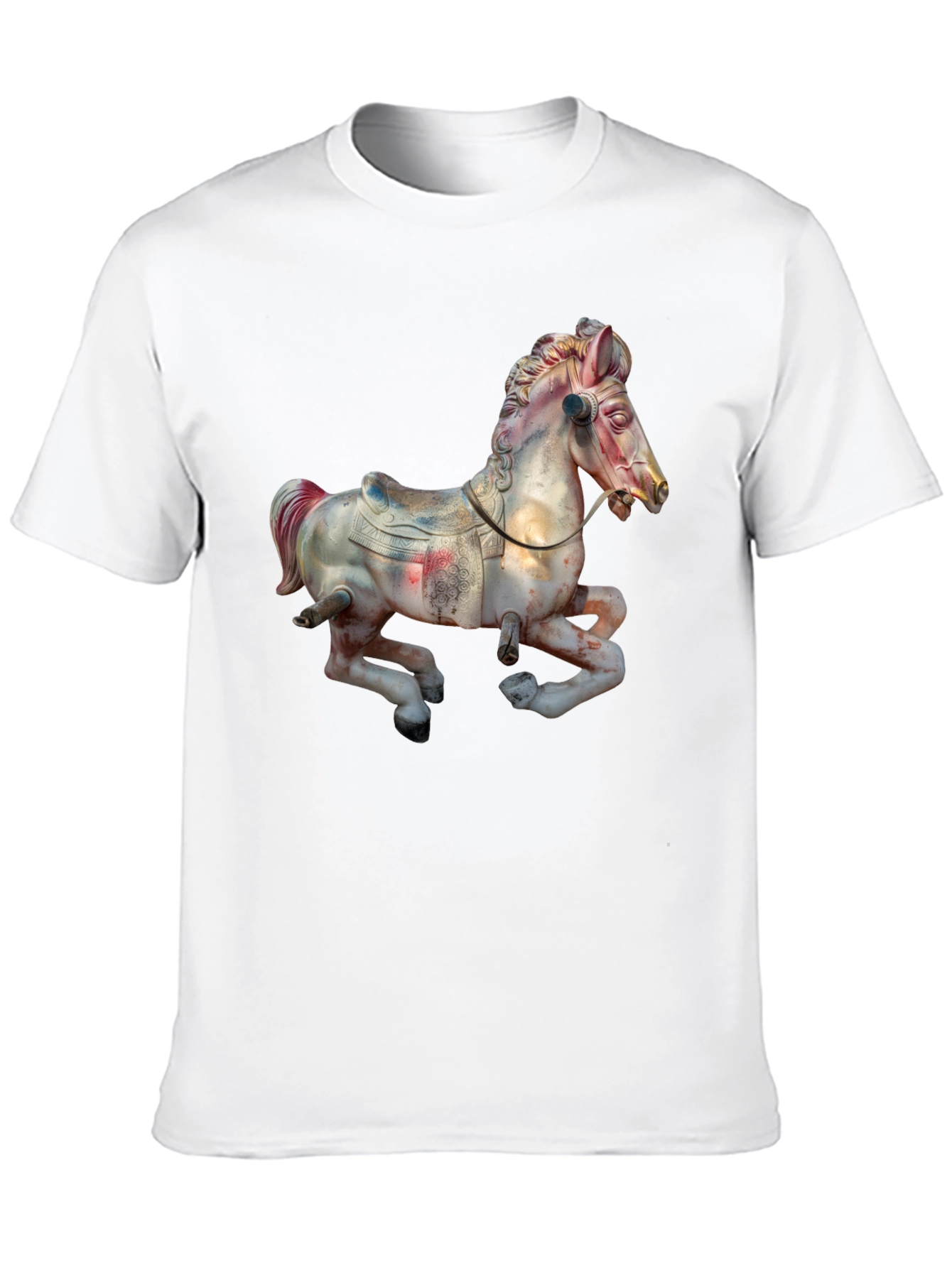 Carousel Horse Graphic Tee - Vintage Style Black T-Shirt