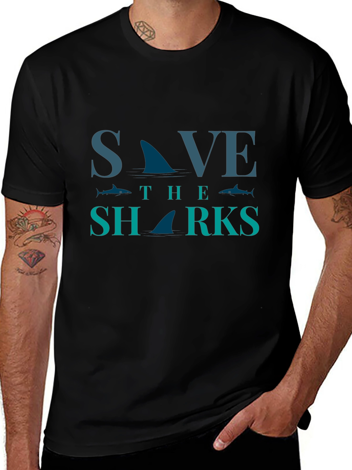 Save the Sharks Graphic Tee - Eco-Friendly Fashion
