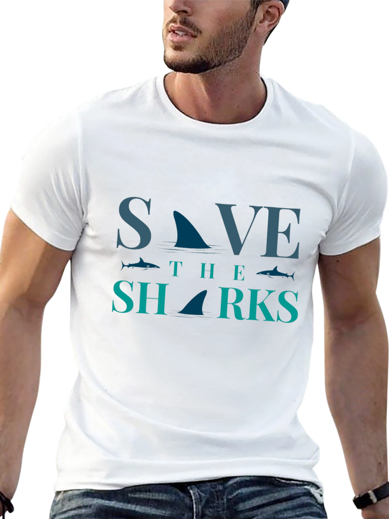 Save the Sharks Graphic Tee - Eco-Friendly Fashion
