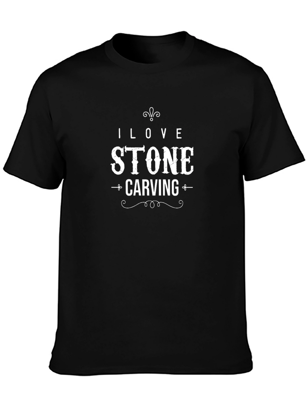 I Love Stone Carving Black T-Shirt