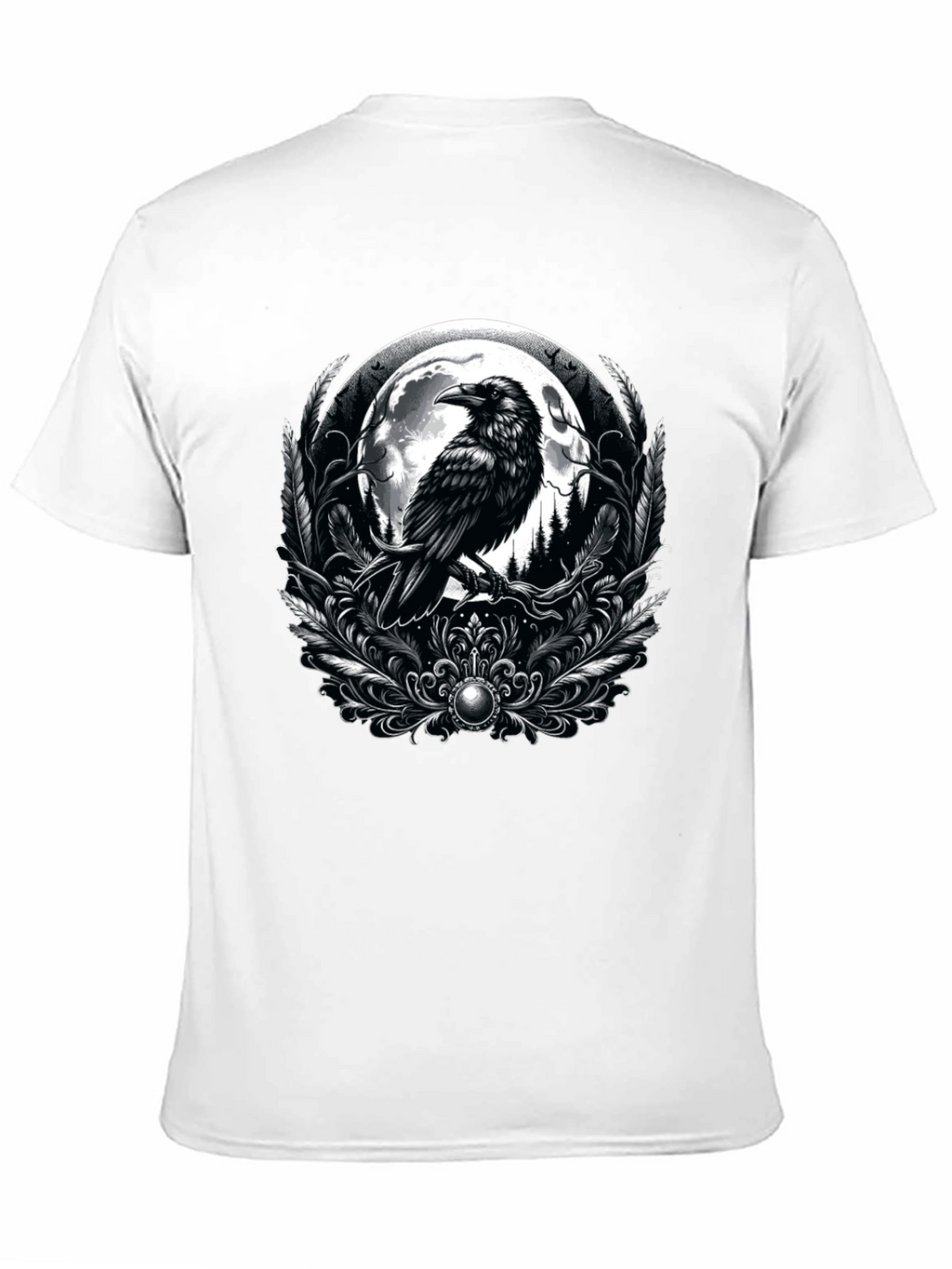 Raven Moon Graphic Tee - Gothic Style Black T-Shirt