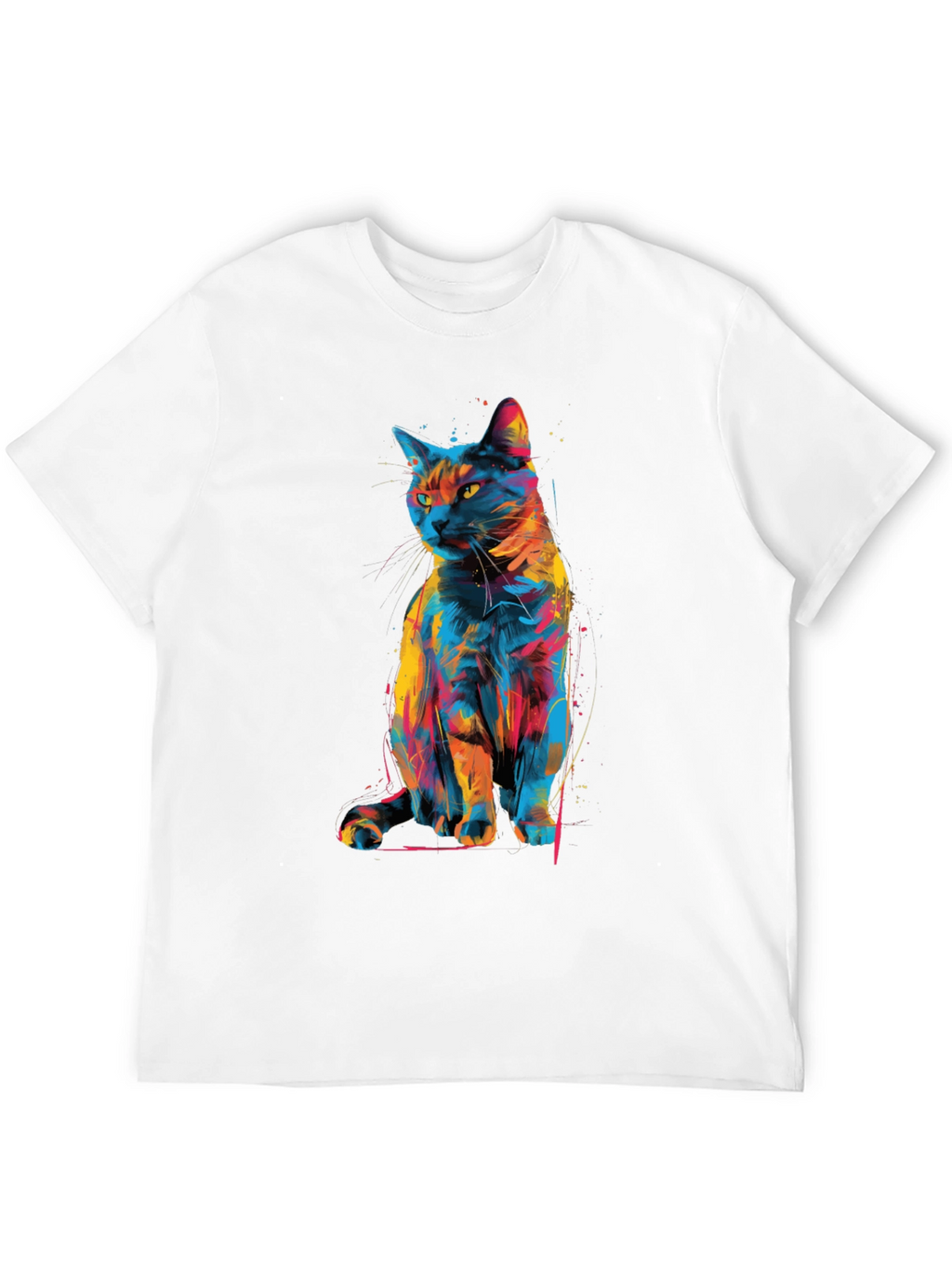 Abstract Cat Graphic T-Shirt - Unique Style