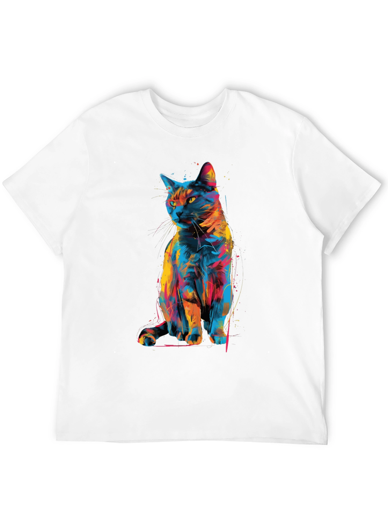 Abstract Cat Graphic T-Shirt - Unique Style