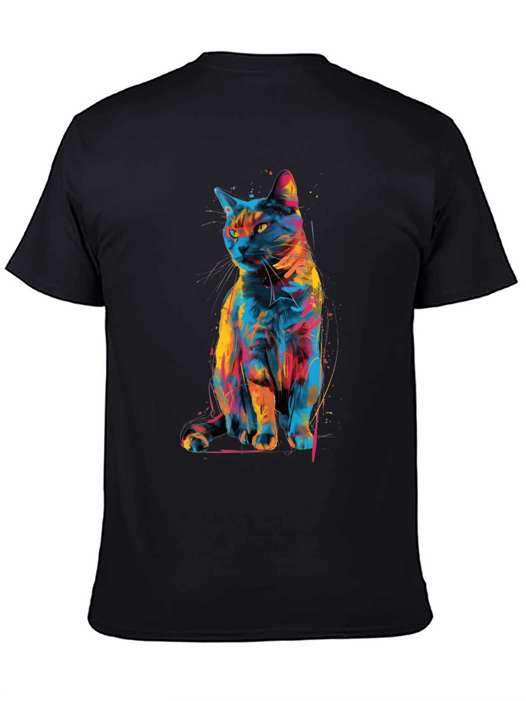 Abstract Cat Graphic T-Shirt - Unique Style