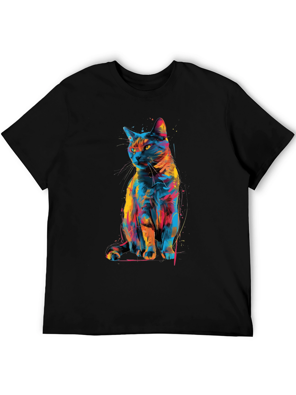 Abstract Cat Graphic T-Shirt - Unique Style