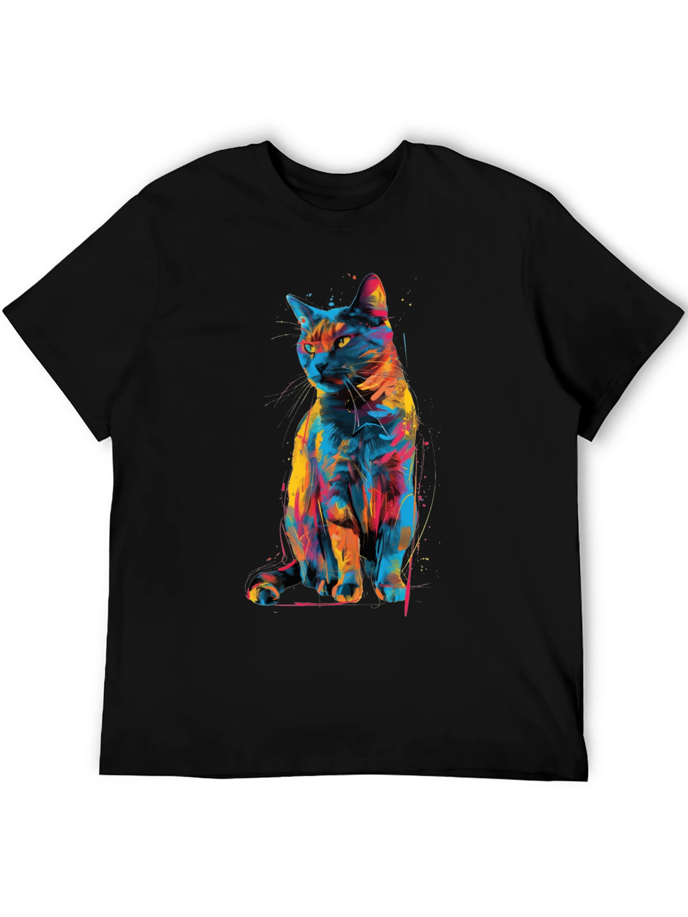 Abstract Cat Graphic T-Shirt - Unique Style