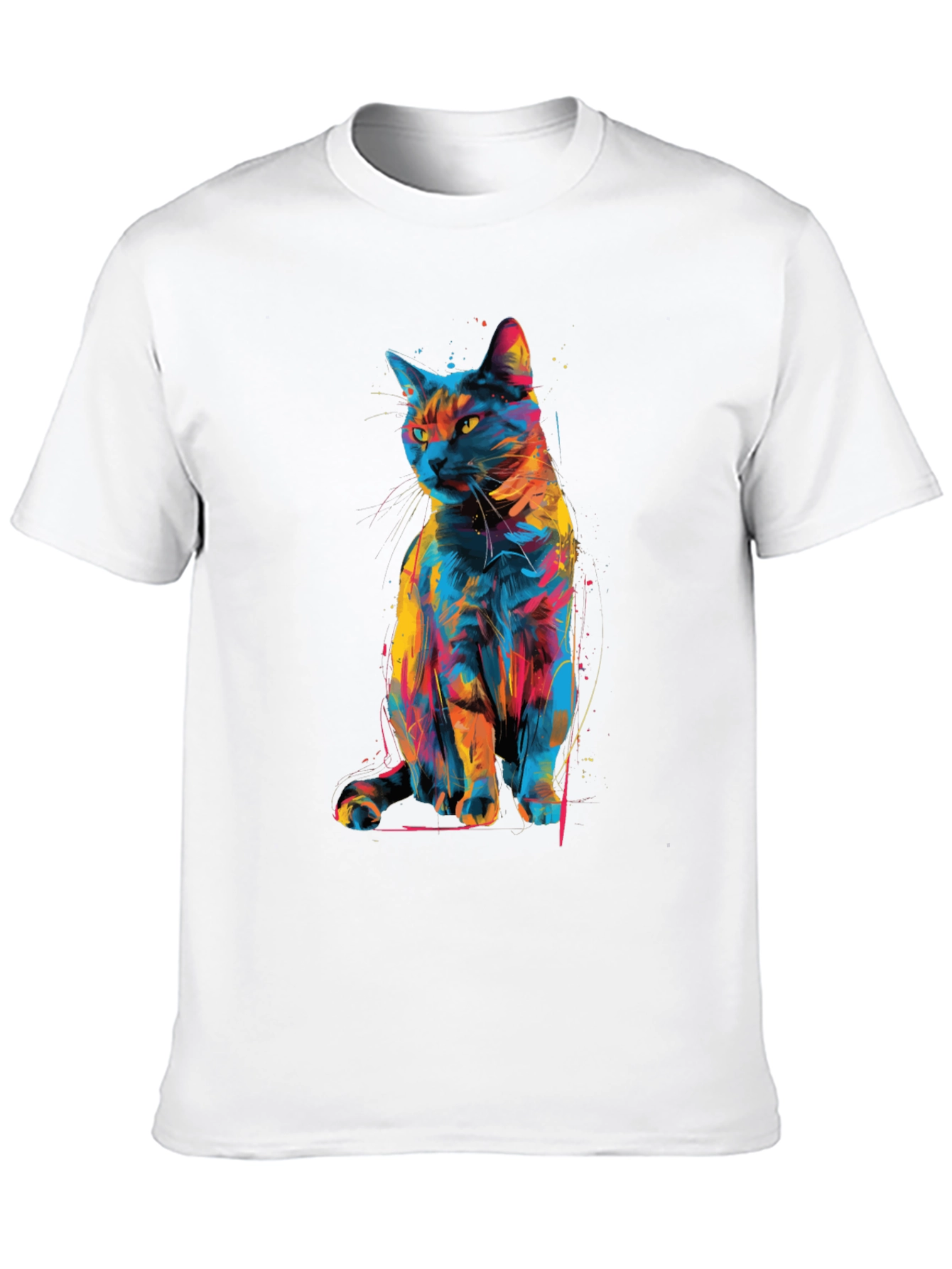 Abstract Cat Graphic T-Shirt - Unique Style