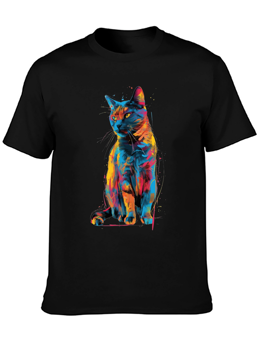 Abstract Cat Graphic T-Shirt - Unique Style