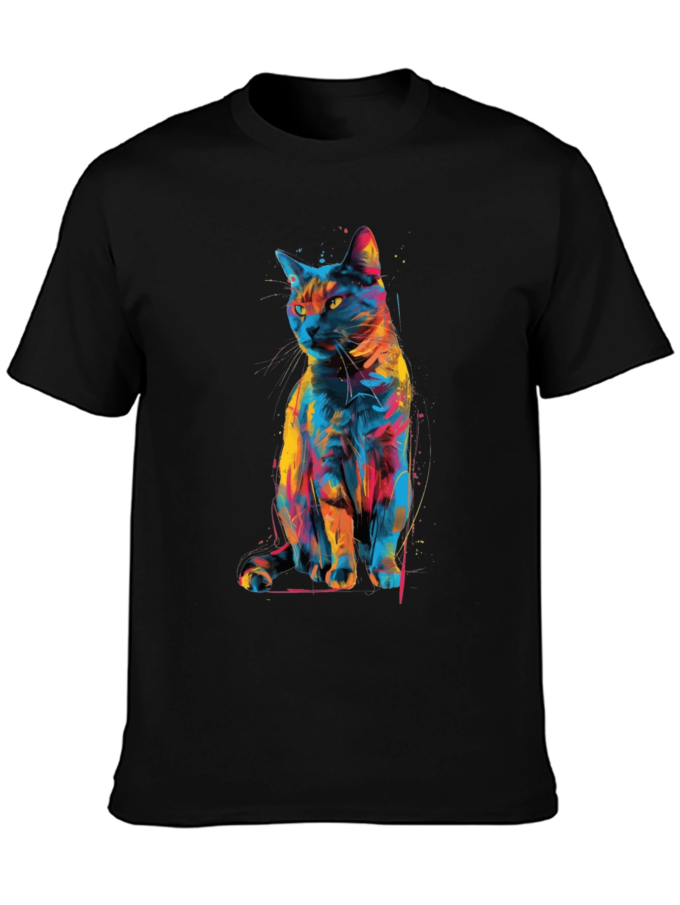 Abstract Cat Graphic T-Shirt - Unique Style