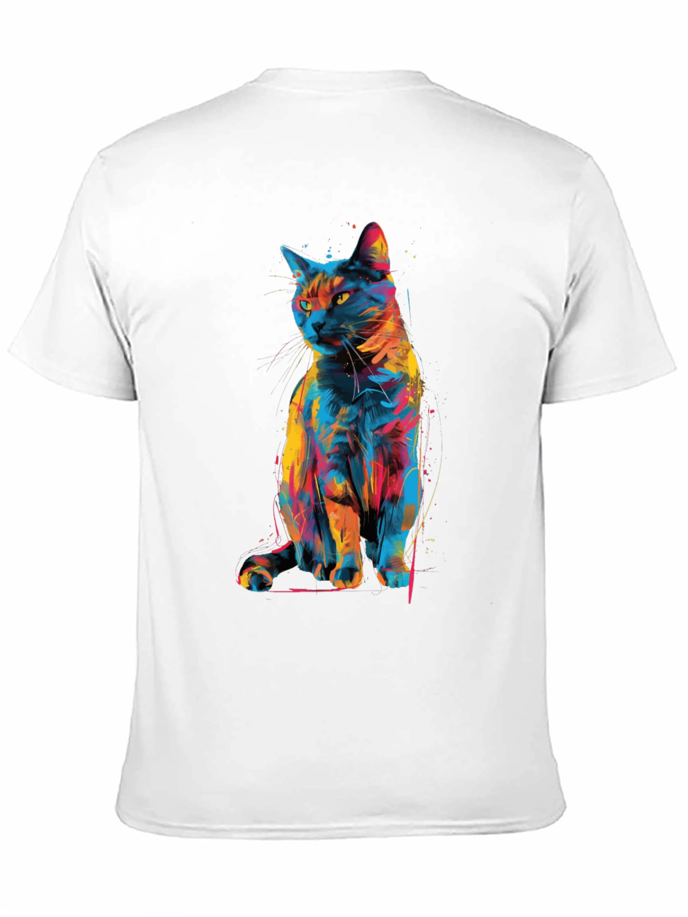 Abstract Cat Graphic T-Shirt - Unique Style