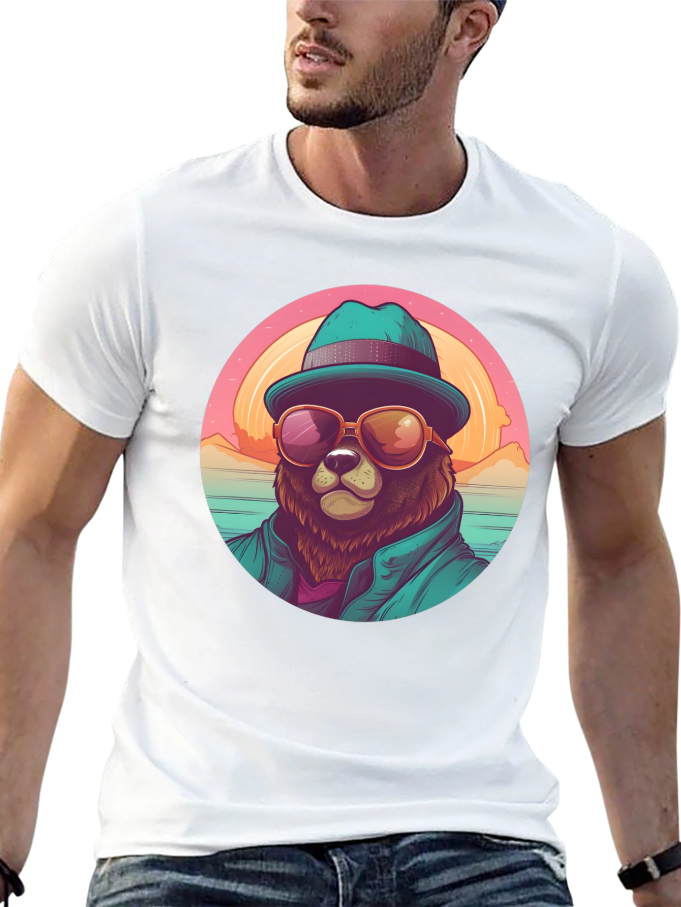 Cool Bear Graphic Tee - Beach Vibes