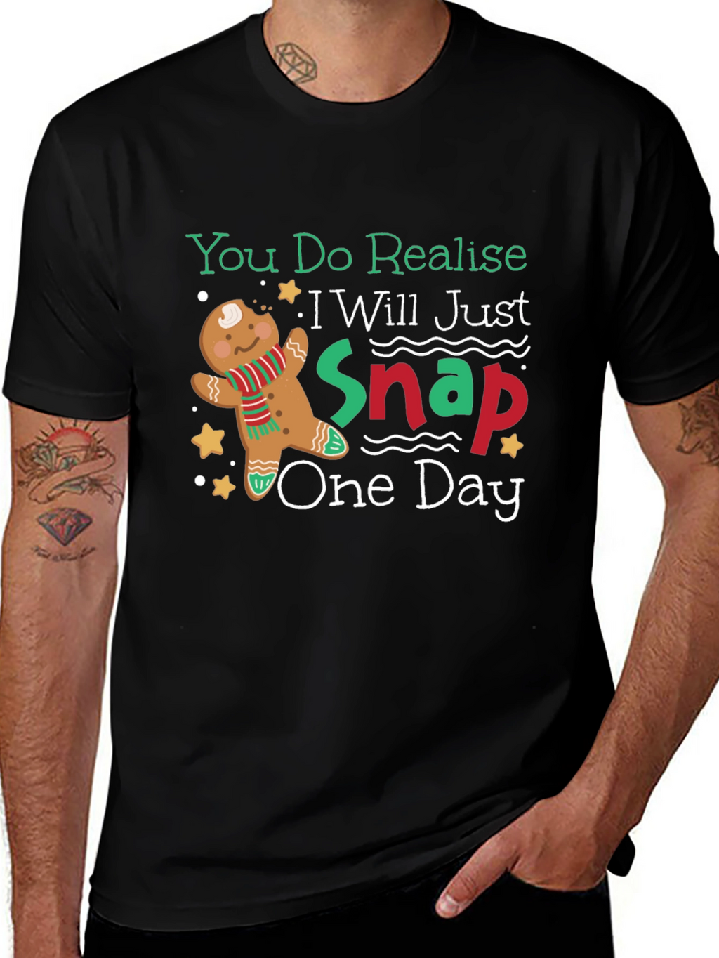 Gingerbread Snap T-Shirt - Funny Christmas Tee