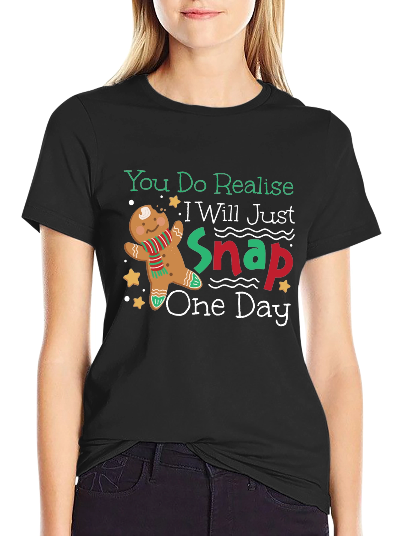 Gingerbread Snap T-Shirt - Funny Christmas Tee