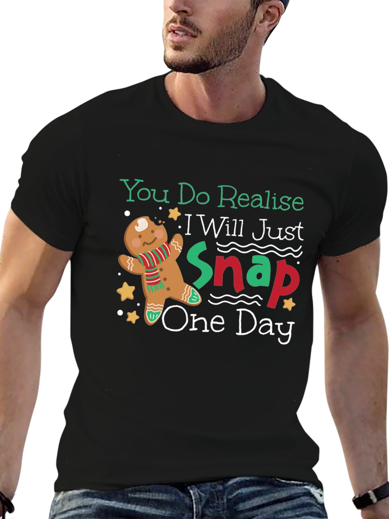 Gingerbread Snap T-Shirt - Funny Christmas Tee