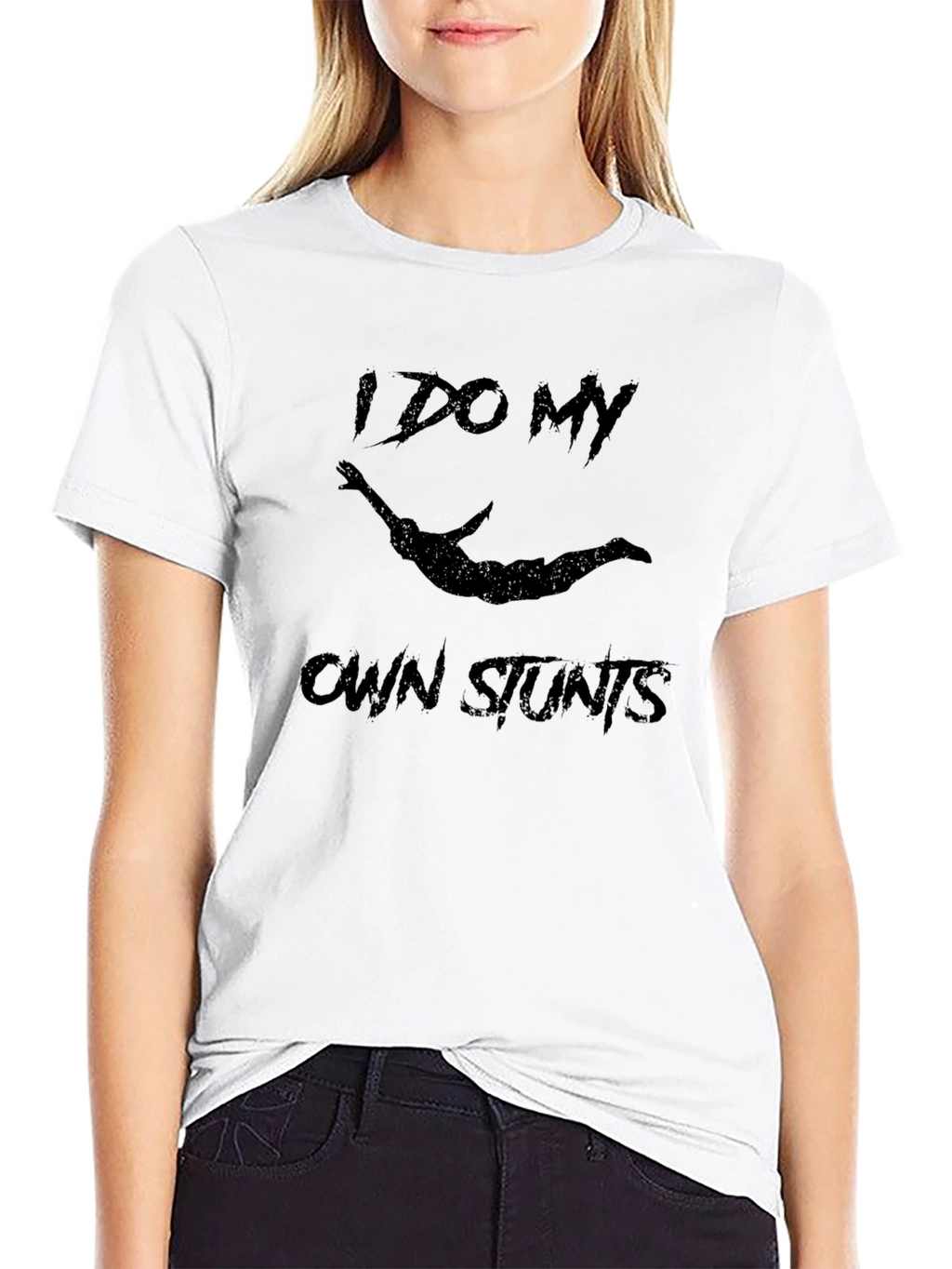 I Do My Own Stunts Black Graphic Tee