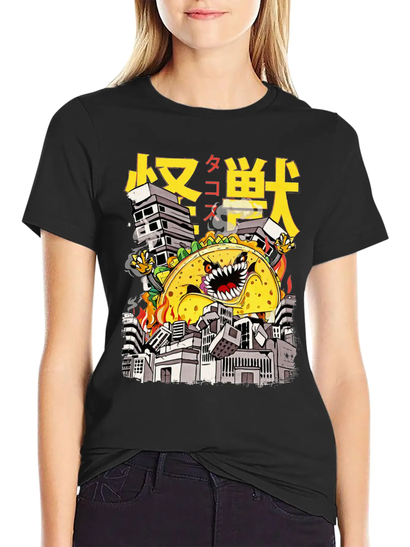 Kaiju Taco Japanese Anime Monster Mexican Food Essential Cotton Tee For Daily Outfits – Unisex Style