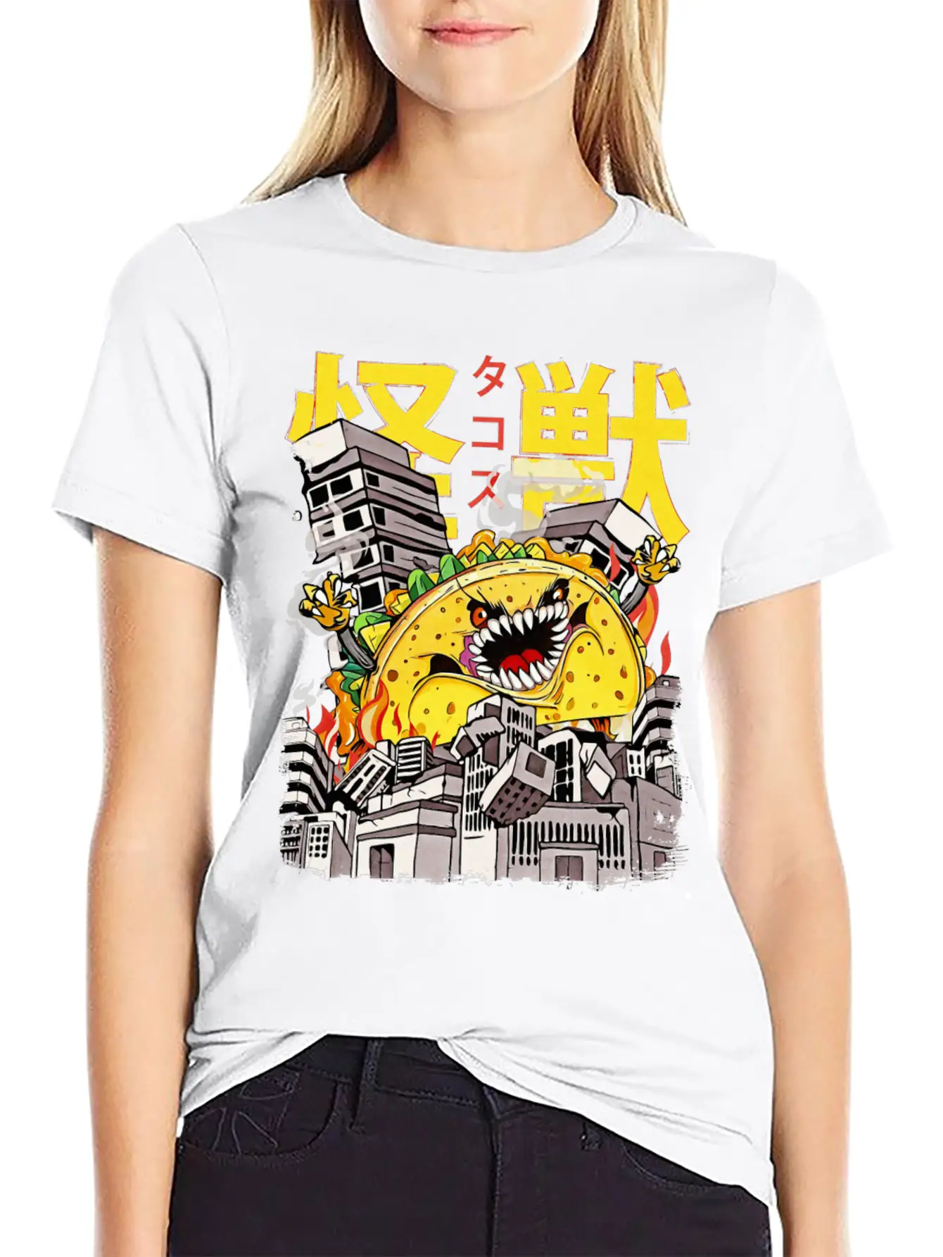 Kaiju Taco Japanese Anime Monster Mexican Food Essential Cotton Tee For Daily Outfits – Unisex Style