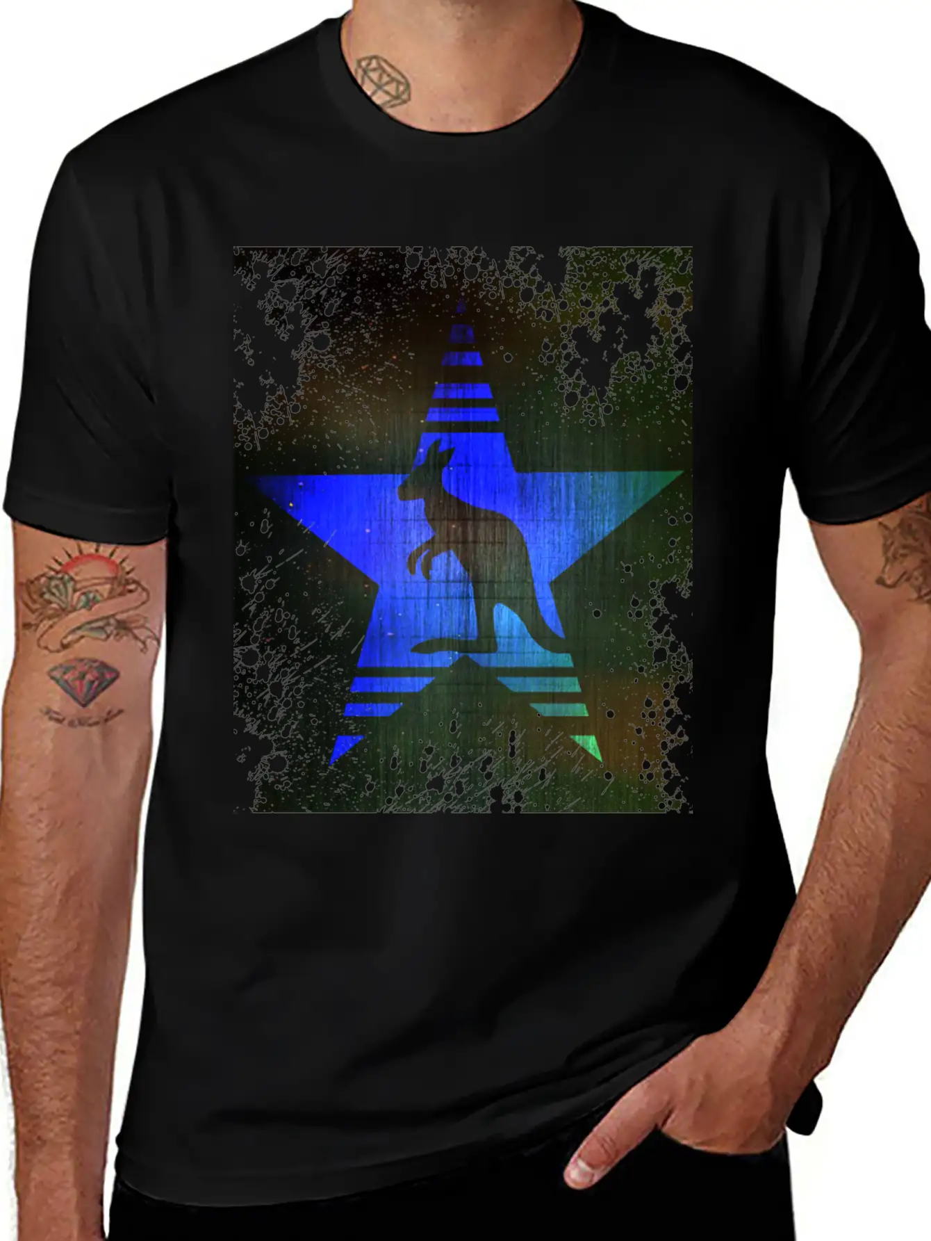 Kangaroo Blue Star Unisex Casual T-Shirt – Clean Design For Daily Comfort