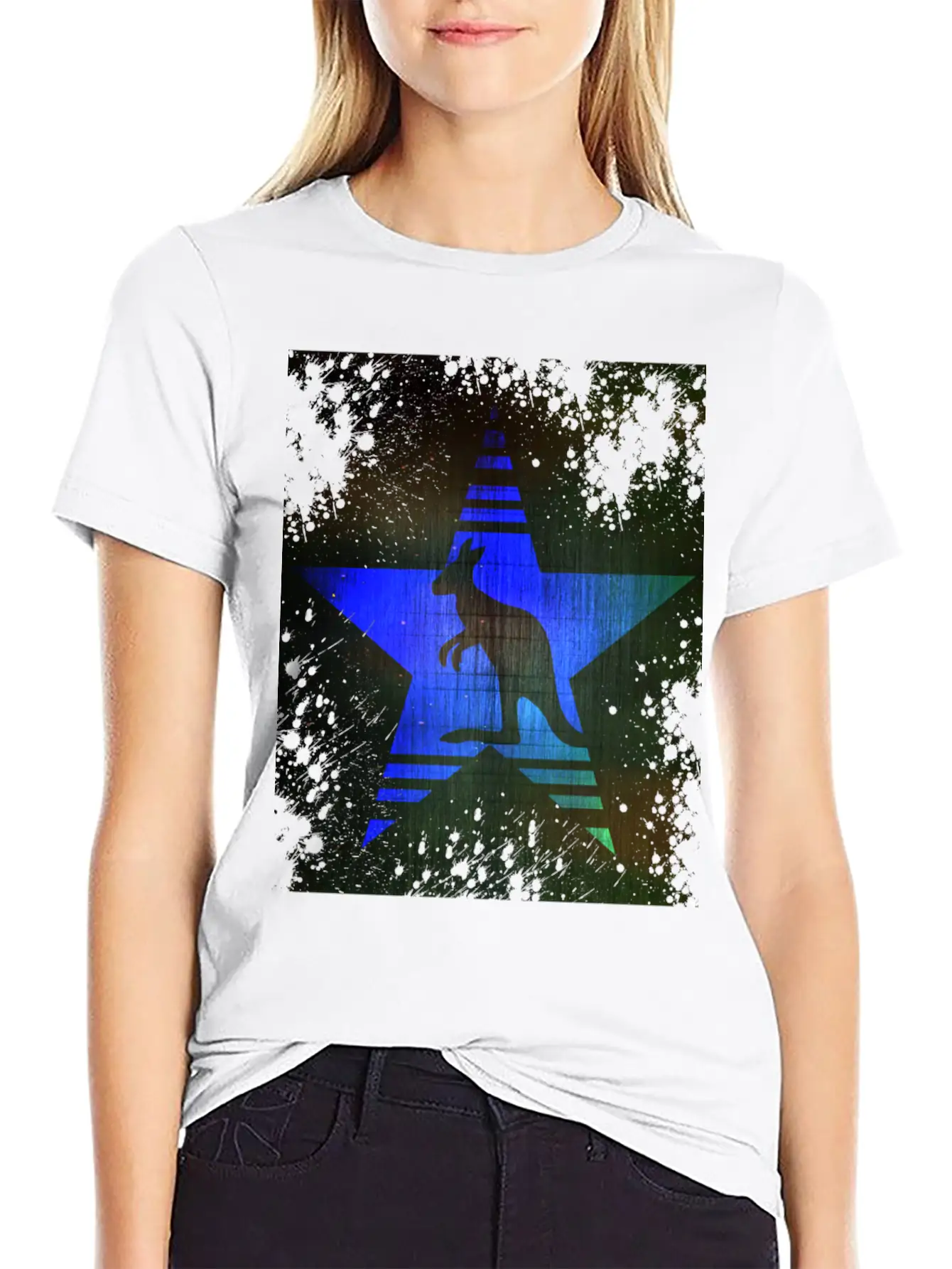 Kangaroo Blue Star Unisex Casual T-Shirt – Clean Design For Daily Comfort