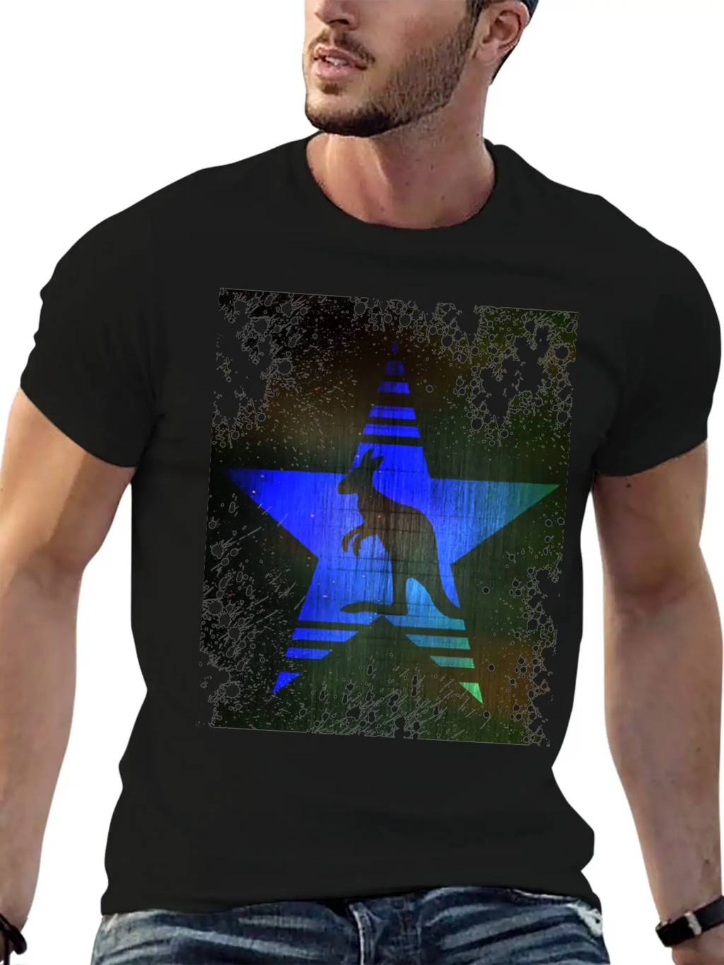Kangaroo Blue Star Unisex Casual T-Shirt – Clean Design For Daily Comfort
