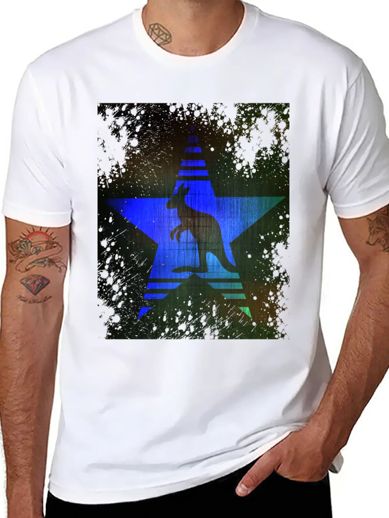 Kangaroo Blue Star Unisex Casual T-Shirt – Clean Design For Daily Comfort