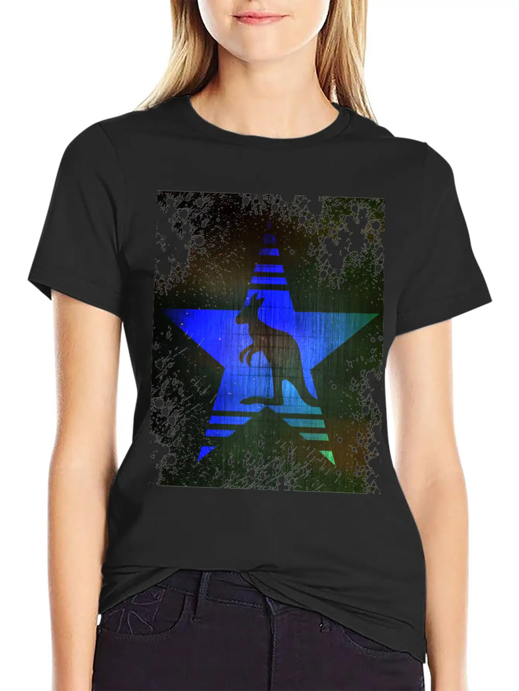 Kangaroo Blue Star Unisex Casual T-Shirt – Clean Design For Daily Comfort