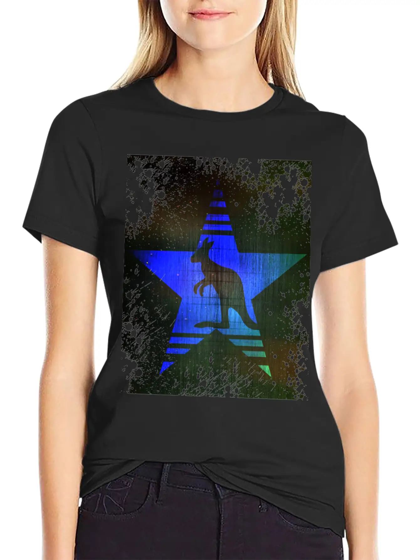 Kangaroo Blue Star Unisex Casual T-Shirt – Clean Design For Daily Comfort