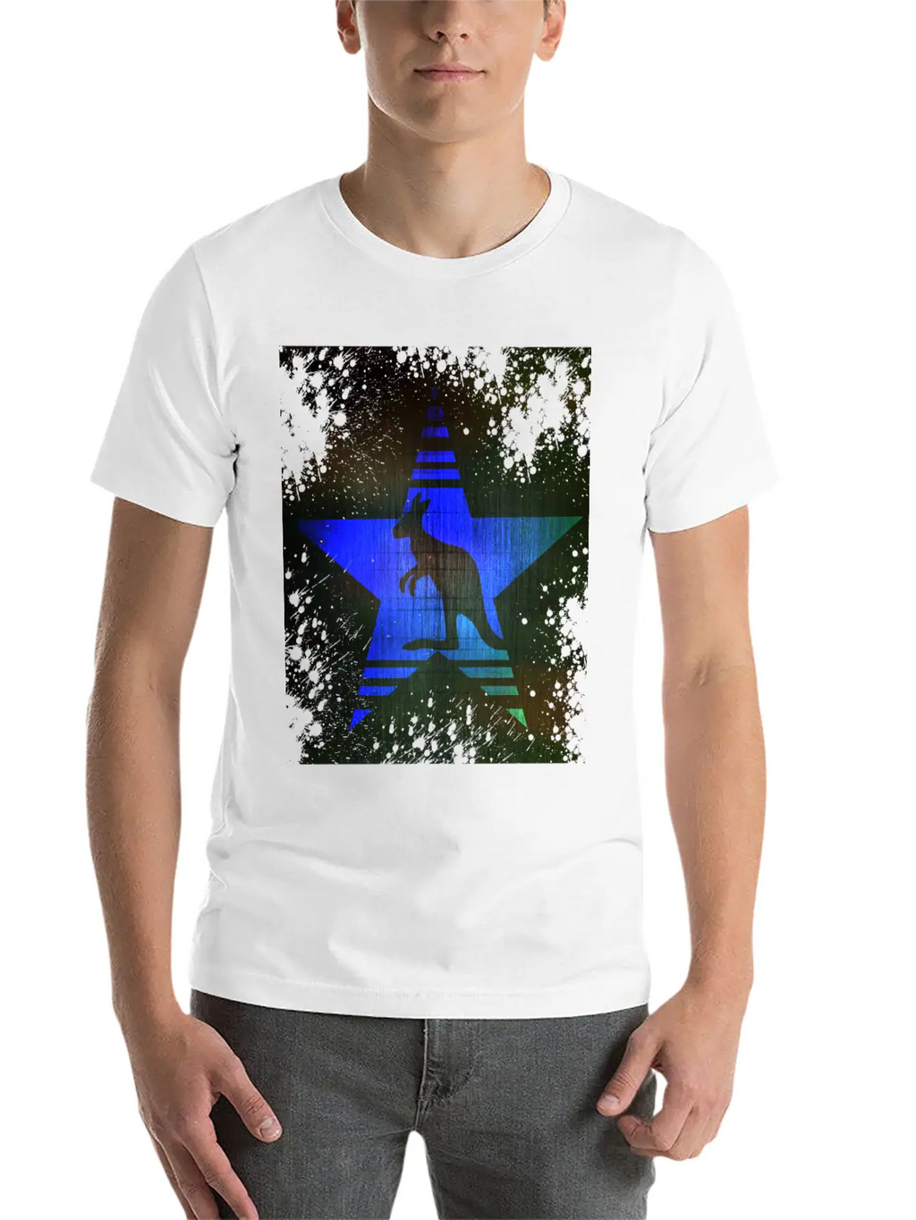 Kangaroo Blue Star Unisex Casual T-Shirt – Clean Design For Daily Comfort