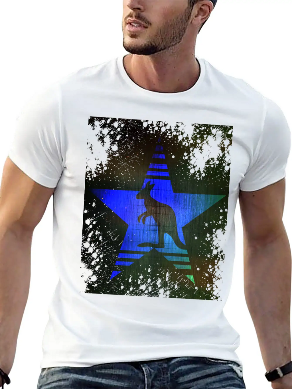 Kangaroo Blue Star Unisex Casual T-Shirt – Clean Design For Daily Comfort