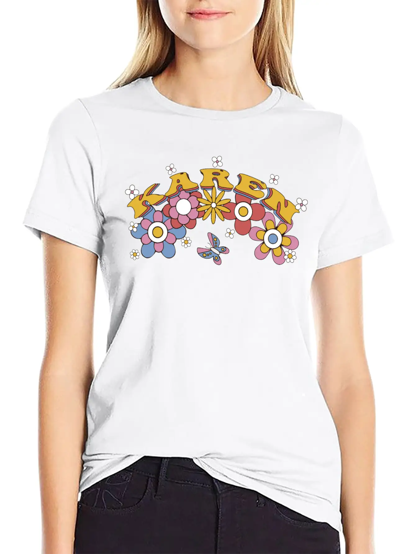 Karen Groovy Flower Tie Dye, Karen Hippie Flower Timeless Short Sleeve Tee – Comfy And Minimalist Design