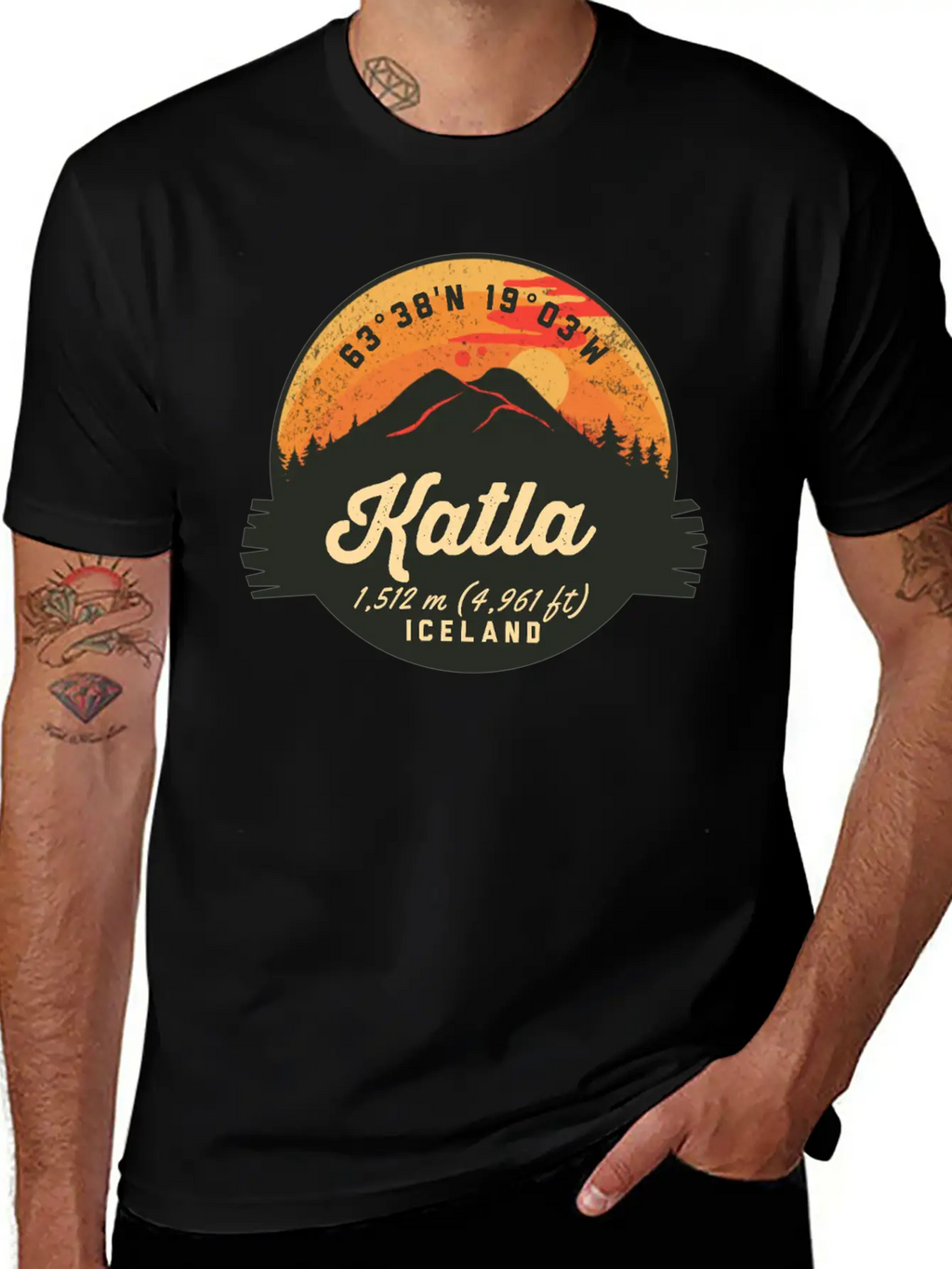 Katla Volcano Iceland Retro Sunset Hiking Camping Classic Cotton Tee – Unisex Comfort For Any Season
