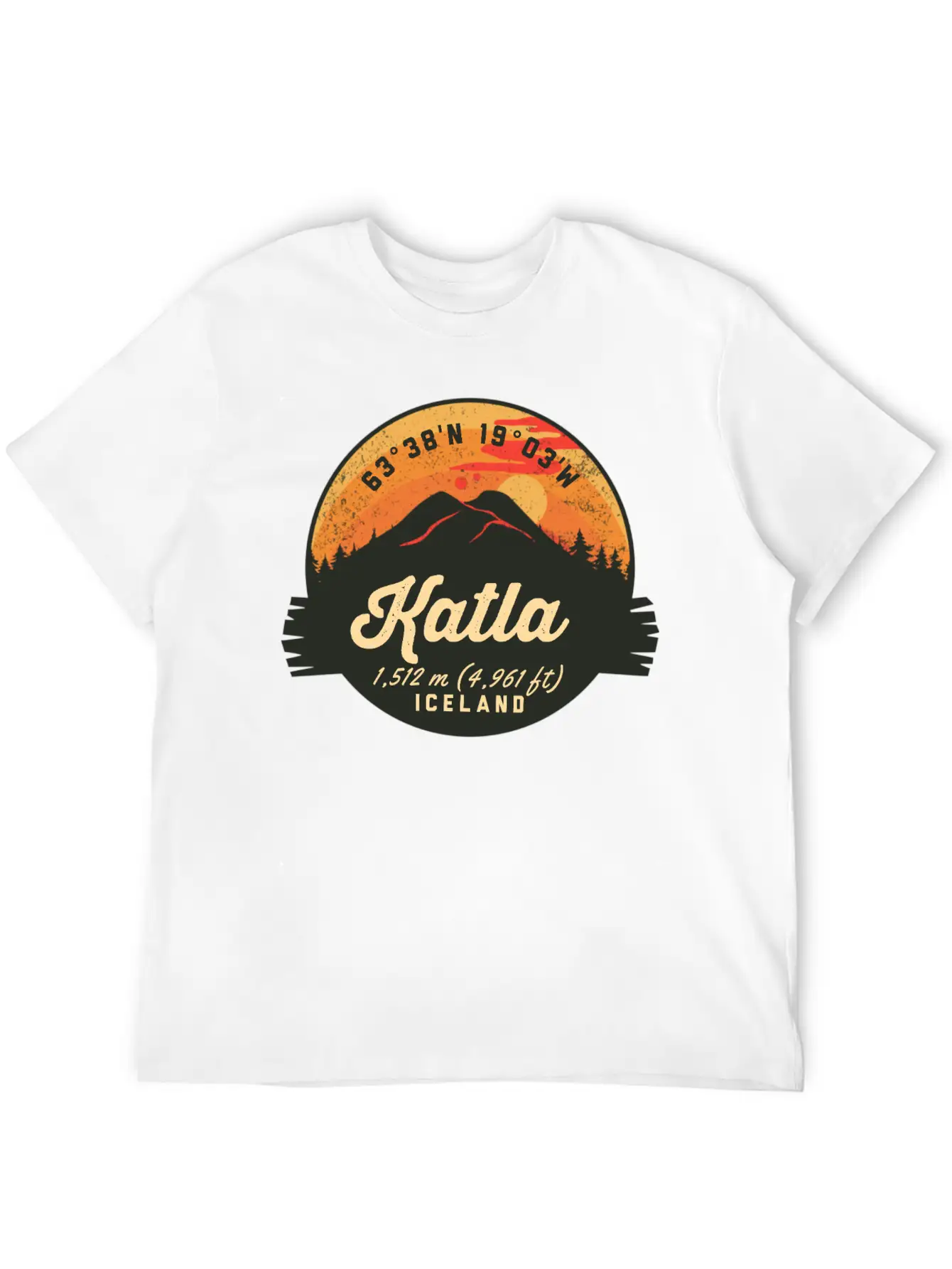 Katla Volcano Iceland Retro Sunset Hiking Camping Classic Cotton Tee – Unisex Comfort For Any Season