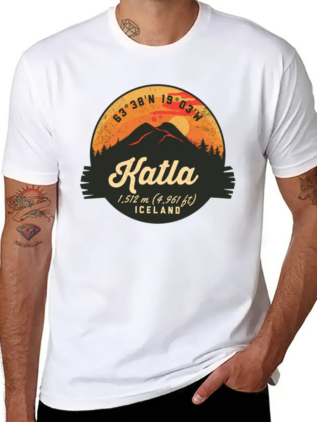 Katla Volcano Iceland Retro Sunset Hiking Camping Classic Cotton Tee – Unisex Comfort For Any Season