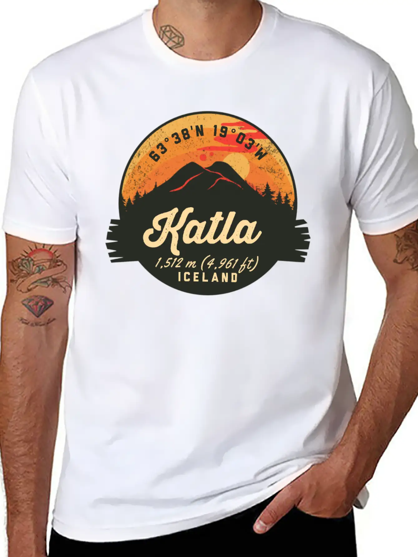 Katla Volcano Iceland Retro Sunset Hiking Camping Classic Cotton Tee – Unisex Comfort For Any Season