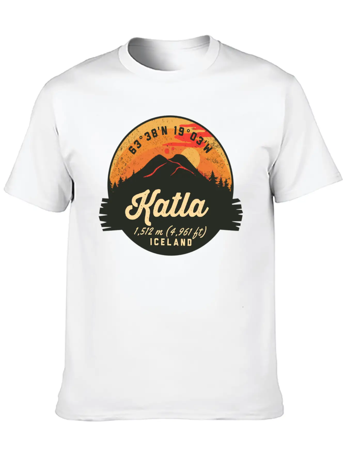 Katla Volcano Iceland Retro Sunset Hiking Camping Classic Cotton Tee – Unisex Comfort For Any Season
