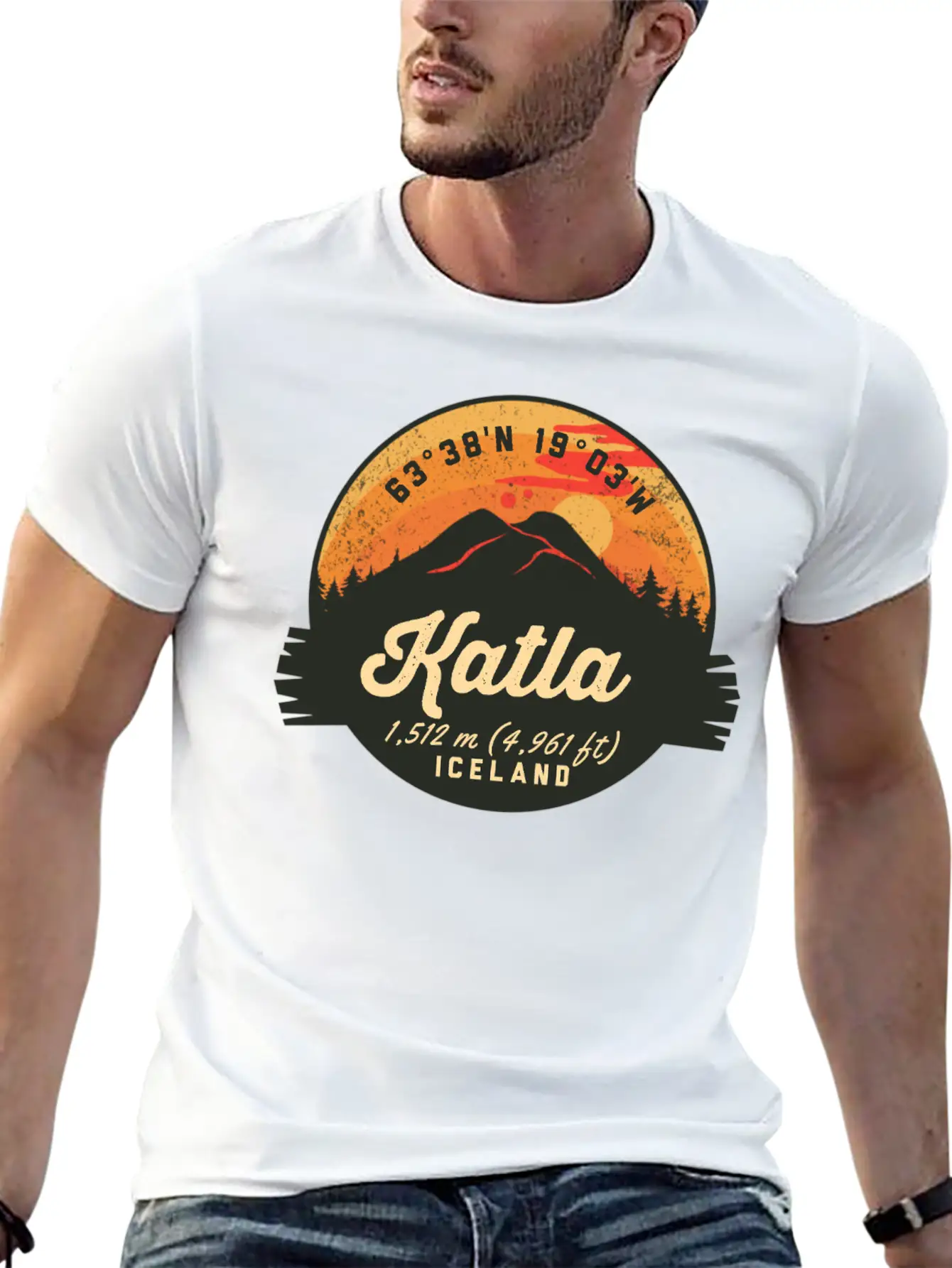 Katla Volcano Iceland Retro Sunset Hiking Camping Classic Cotton Tee – Unisex Comfort For Any Season