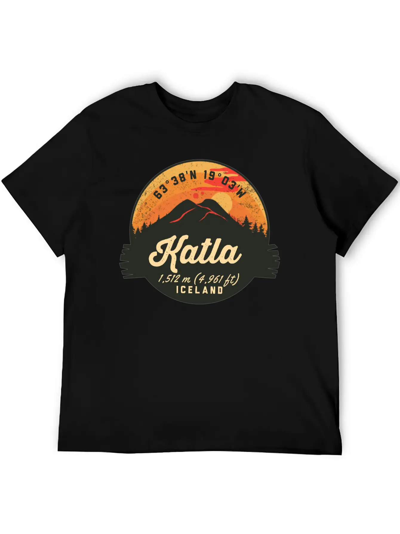 Katla Volcano Iceland Retro Sunset Hiking Camping Classic Cotton Tee – Unisex Comfort For Any Season