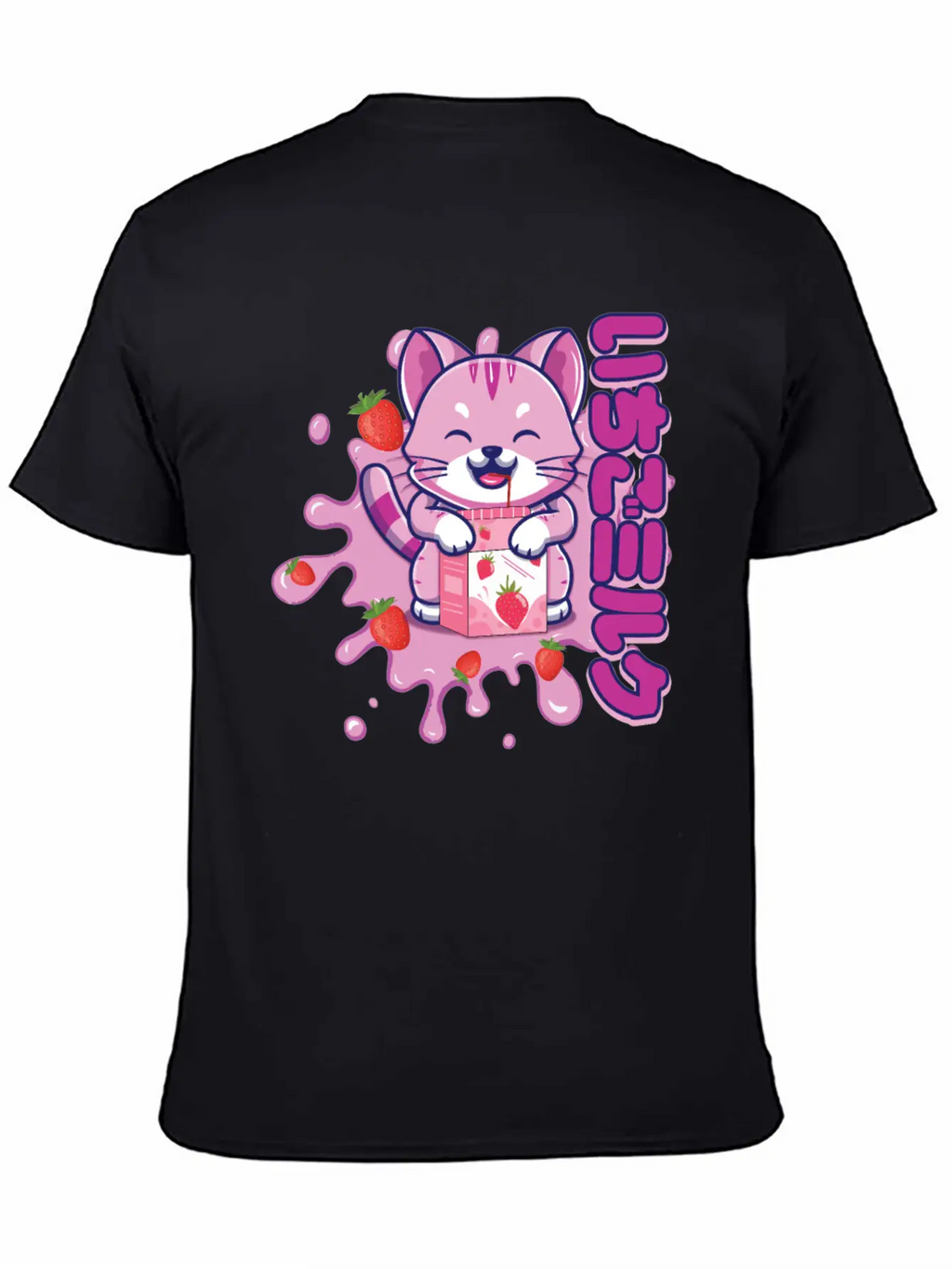 Kawaii Cat Cute Anime Japanese Strawberry Milk Breathable Graphic T-Shirt – Perfect For Casual Days