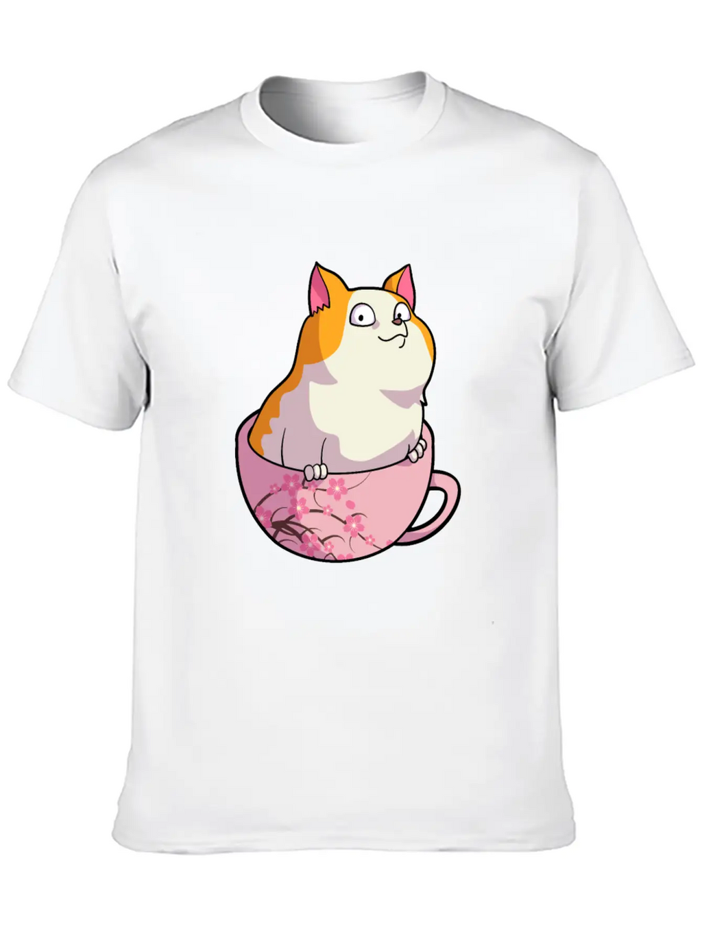 Kawaii Cat In Cherry Blossoms Cup Cute Japanese Ne Relaxed Everyday Tee – Lightweight And Durable Cotton