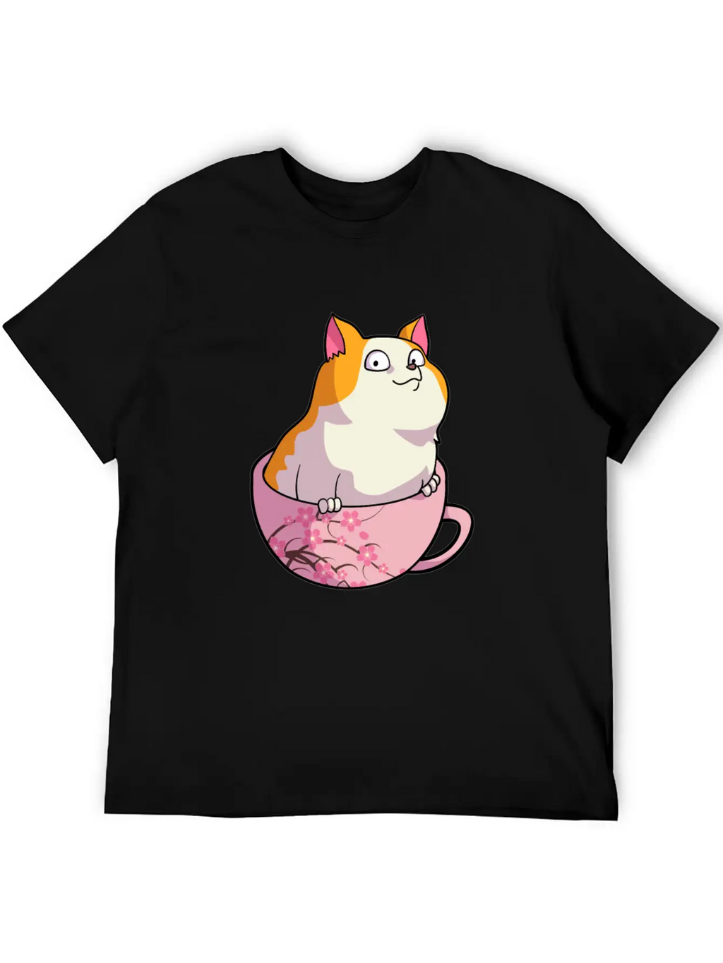 Kawaii Cat In Cherry Blossoms Cup Cute Japanese Ne Relaxed Everyday Tee – Lightweight And Durable Cotton