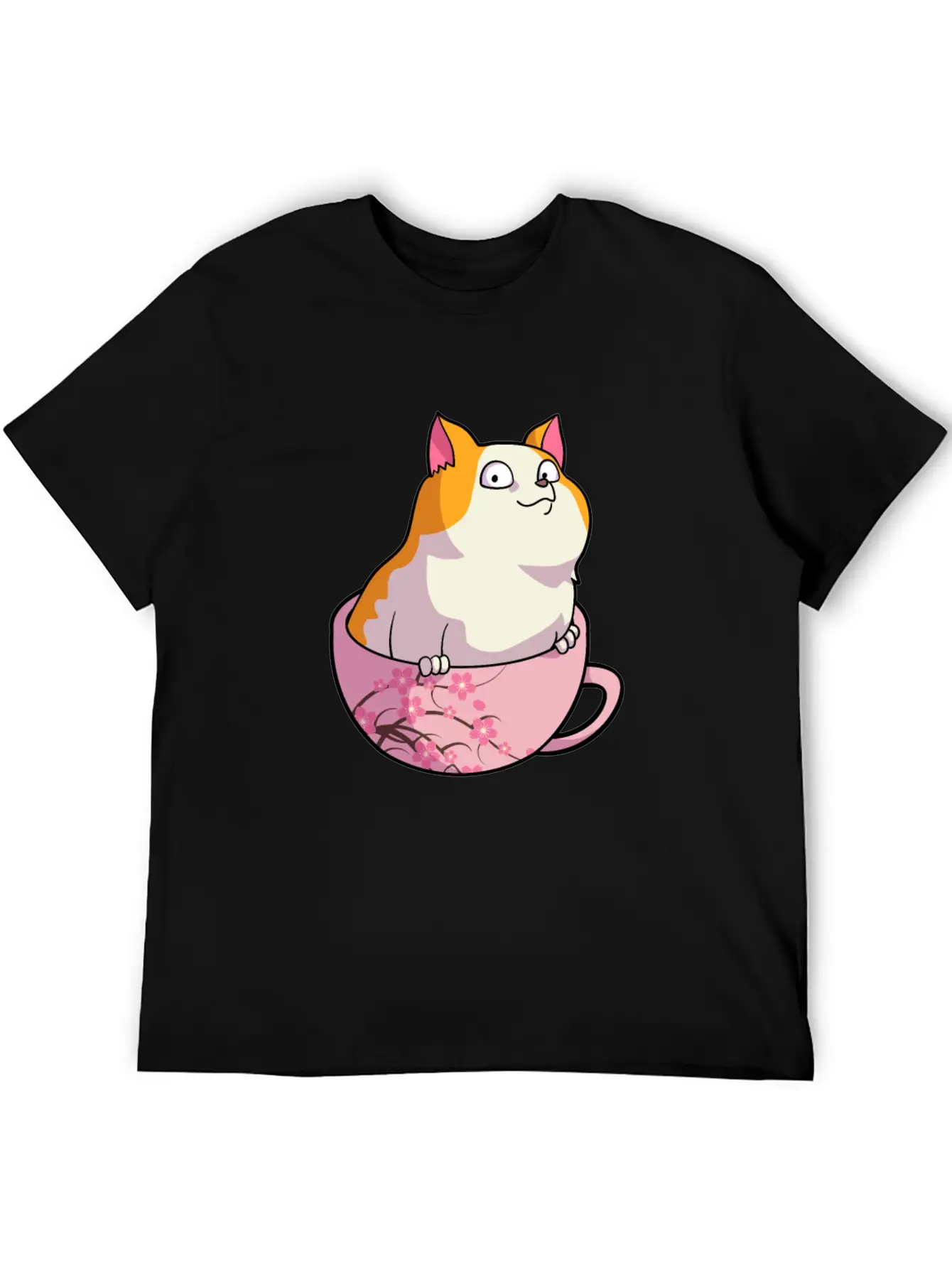 Kawaii Cat In Cherry Blossoms Cup Cute Japanese Ne Relaxed Everyday Tee – Lightweight And Durable Cotton