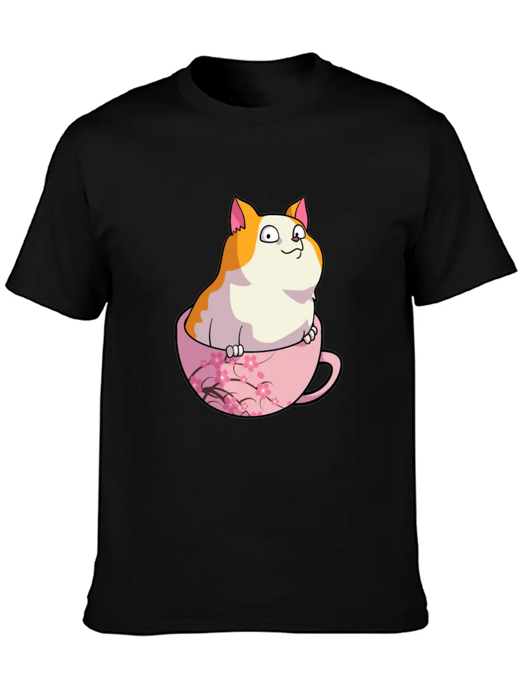Kawaii Cat In Cherry Blossoms Cup Cute Japanese Ne Relaxed Everyday Tee – Lightweight And Durable Cotton