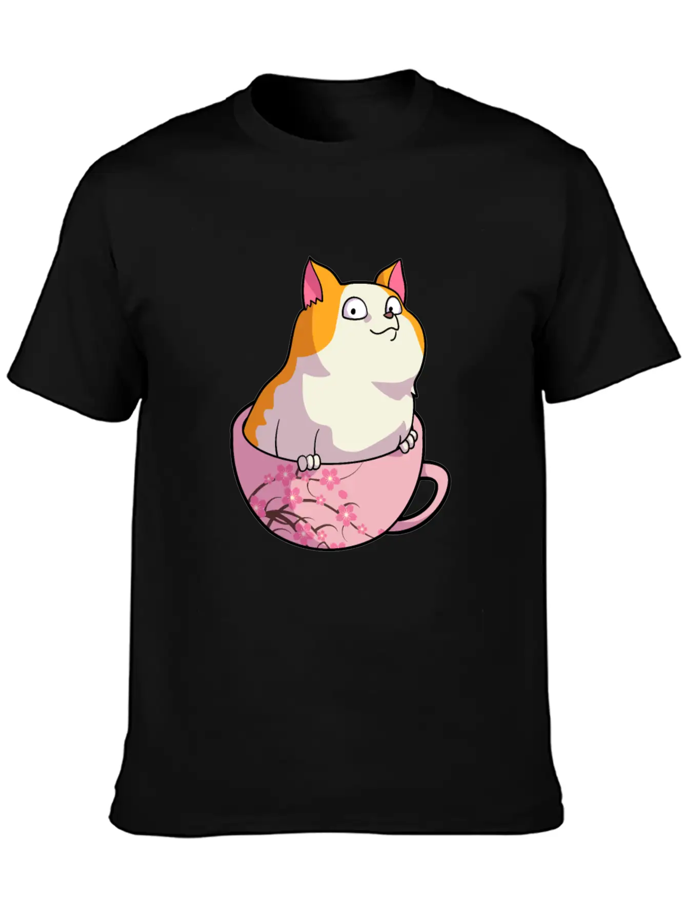 Kawaii Cat In Cherry Blossoms Cup Cute Japanese Ne Relaxed Everyday Tee – Lightweight And Durable Cotton
